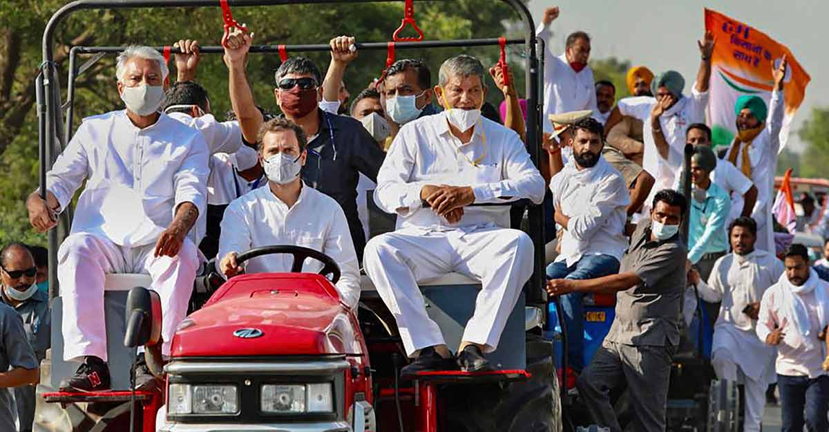 Rahul Gandhi on tractor in village