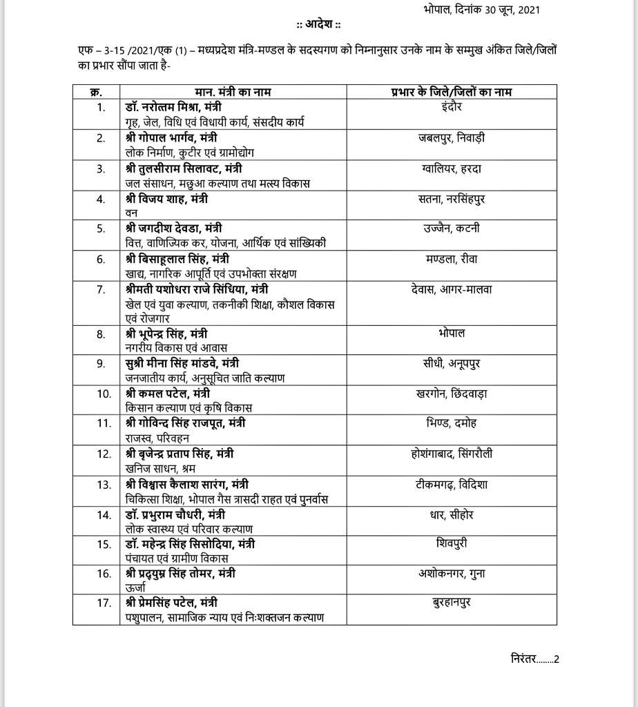 mp ministers list update