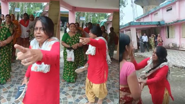 आंगनबाड़ी कार्यकर्ता में जमकर चले जूते-चप्पल