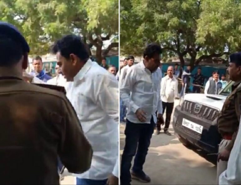 मंत्रीजी के भतीजे ने दंदरौआ धाम पर DSP को हड़काते हुए हटाया बेरीगेट्स