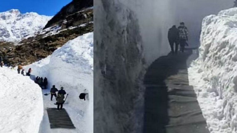 चार धाम यात्रा में बर्फबारी जारी, हिमखंड टूटने से केदारनाथ पैदल मार्ग हुआ बाधित