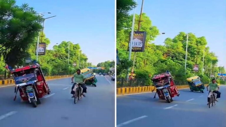 बीच सड़क पर स्टंट करते ऑटो और ई-रिक्शा का वीडियो वायरल