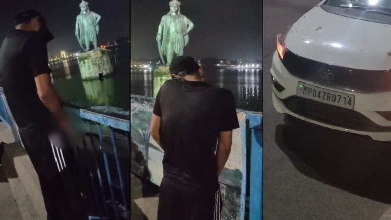 राजा भोज की प्रतिमा के सामने बड़े तालाब में की पेशाब, कार से आया था युवक