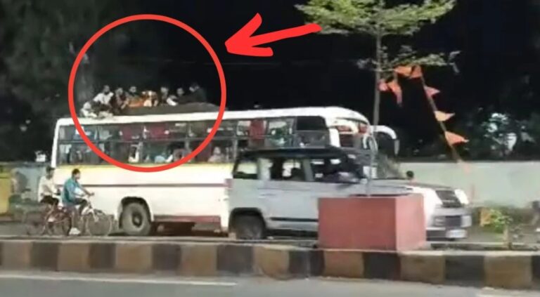 छत पर सवारी, अंदर खाली, ड्राइवर ने फर्राटा दौड़ाई बस