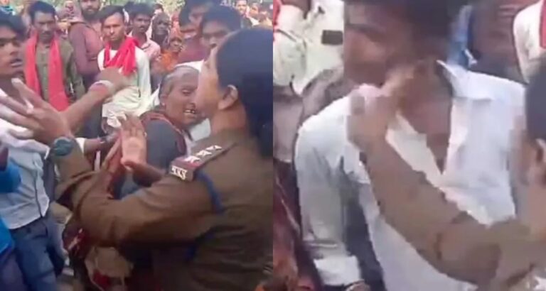 पुलिस से नोंकझोंक, महिला TI को सरेआम जड़ा थप्पड़