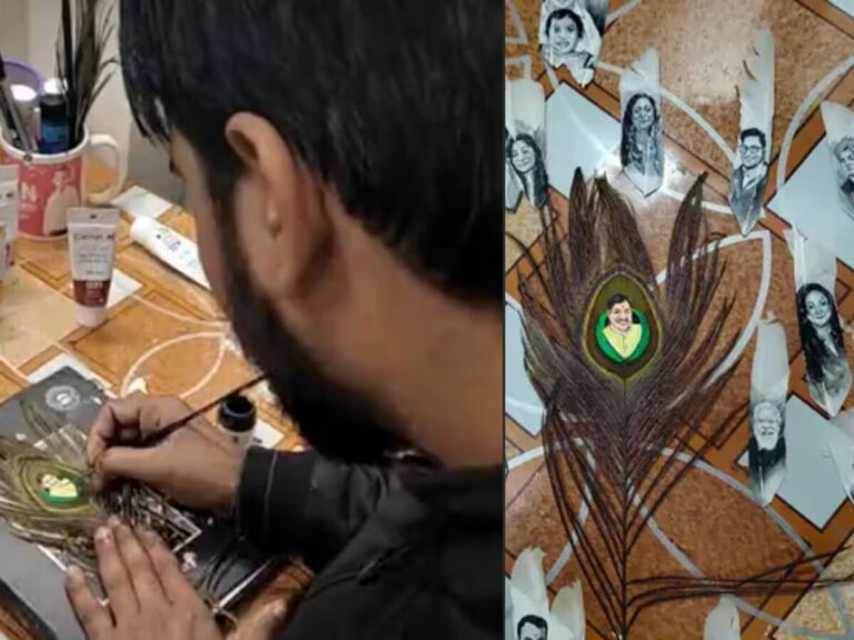 चित्रकार का जादू, पंखों पर उकेरी मोदी, योगी और CM मोहन की तस्वीरें