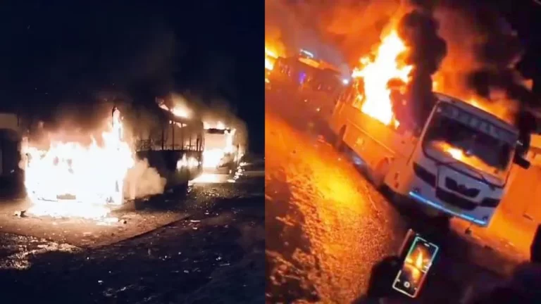 सड़क हादसे में दो की मौत, गुस्साई भीड़ ने बसों में लगाई आग, पढ़ें पूरी खबर
