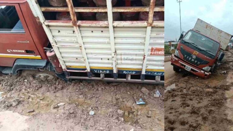Rewa LPG Truck Accident: रीवा में बारिश का कहर, सड़क में धंसा एलपीजी ट्रक, 15 घंटे से निकालने की कोशिश जारी