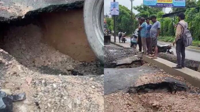 Gwalior News: ग्वालियर में 18 करोड़ की सड़क बार-बार धंसी, सिंधिया के महल के पास का वॉटर ड्रेन प्रोजेक्ट सवालों में