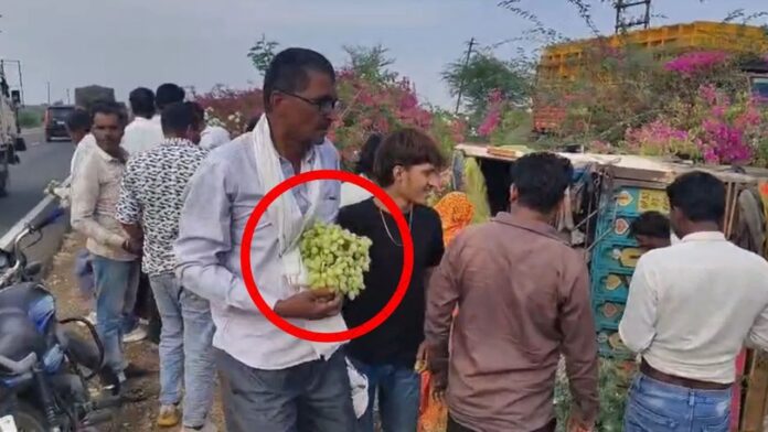 MP News: शिवपुरी हाईवे पर अंगूर से भरा ट्रक पलटा भीड़ ने मौके पर मचाई लूट की सनसनी