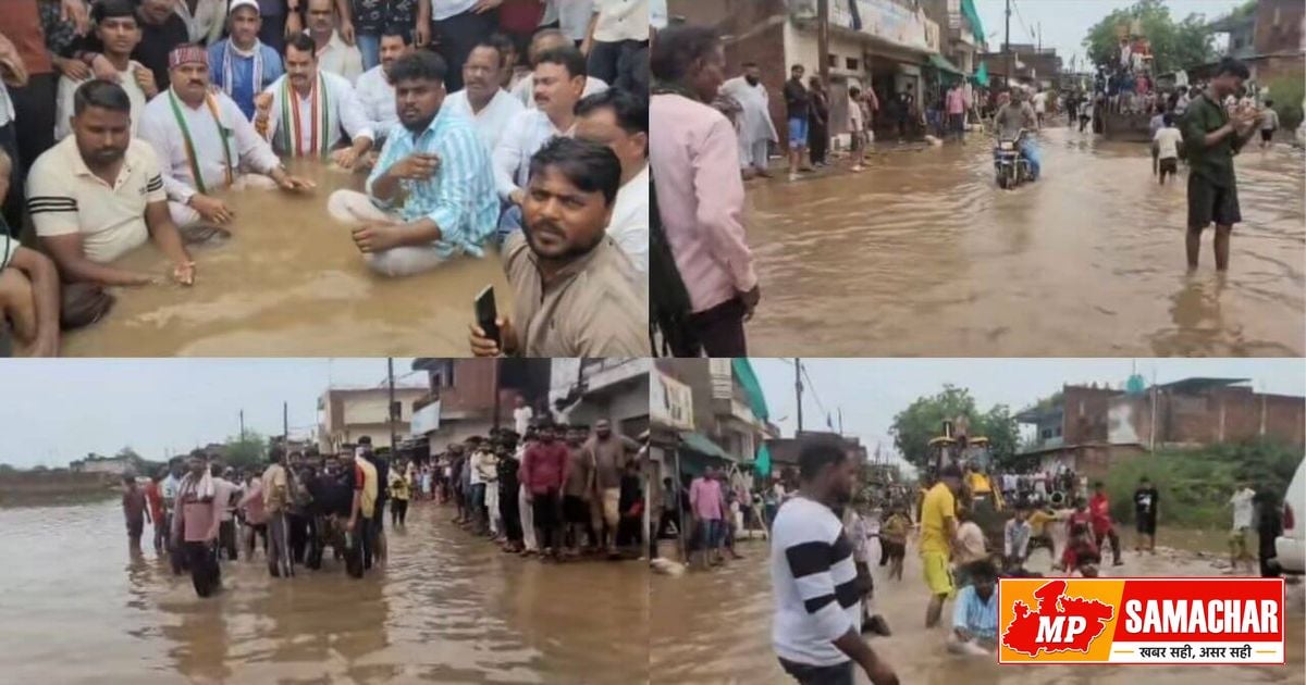 ग्वालियर: बदहाल सड़क पर गंदे पानी में उतरे कांग्रेस विधायक, निगम प्रशासन को दी चेतावनी