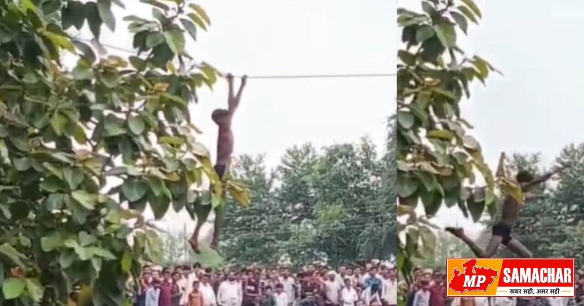 जबलपुर: तालाब के ऊपर 40 फीट ऊंचे रस्से पर मटकी फोड़ने का रोमांच