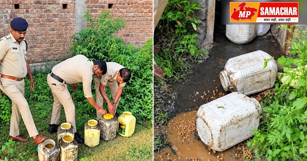 मंदसौर: अवैध शराब के अड्डों पर पुलिस का छापा, भारी मात्रा में लहान नष्ट