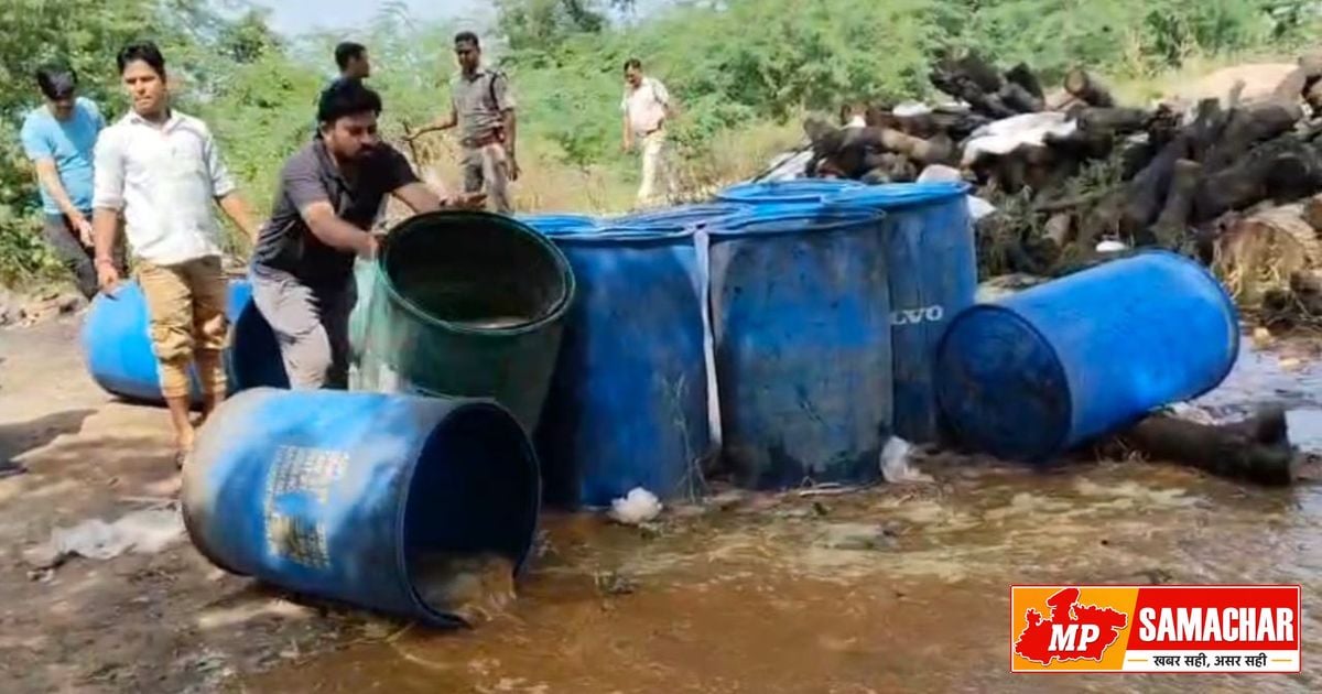 ग्वालियर में अवैध शराब के खिलाफ पुलिस का बड़ा अभियान: 3600 लीटर गुड़ लहान नष्ट