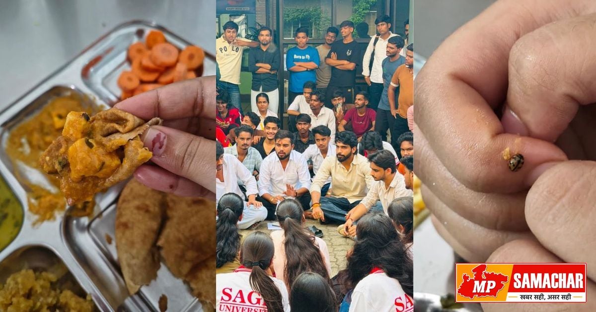 इंदौर: सेज यूनिवर्सिटी के गर्ल्स हॉस्टल में खाने की गुणवत्ता और मेडिकल सुविधा को लेकर छात्राओं का प्रदर्शन